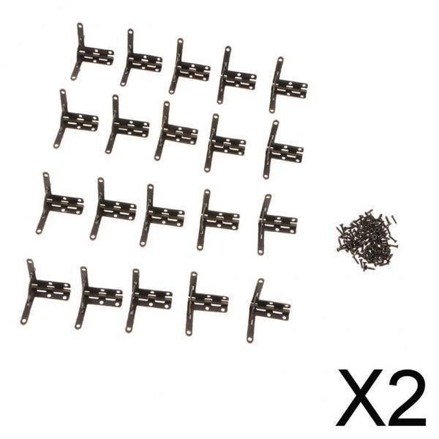 2x 20 Unids Latón 31x33 Mm Bisagras de Muebles de ángulo de Apoyo Bisagras de para de Joyería de Tapa 2 piezas
