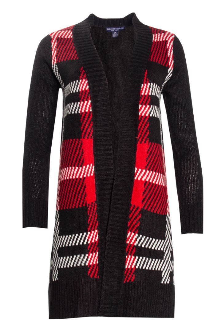 plaid knitted cardigan