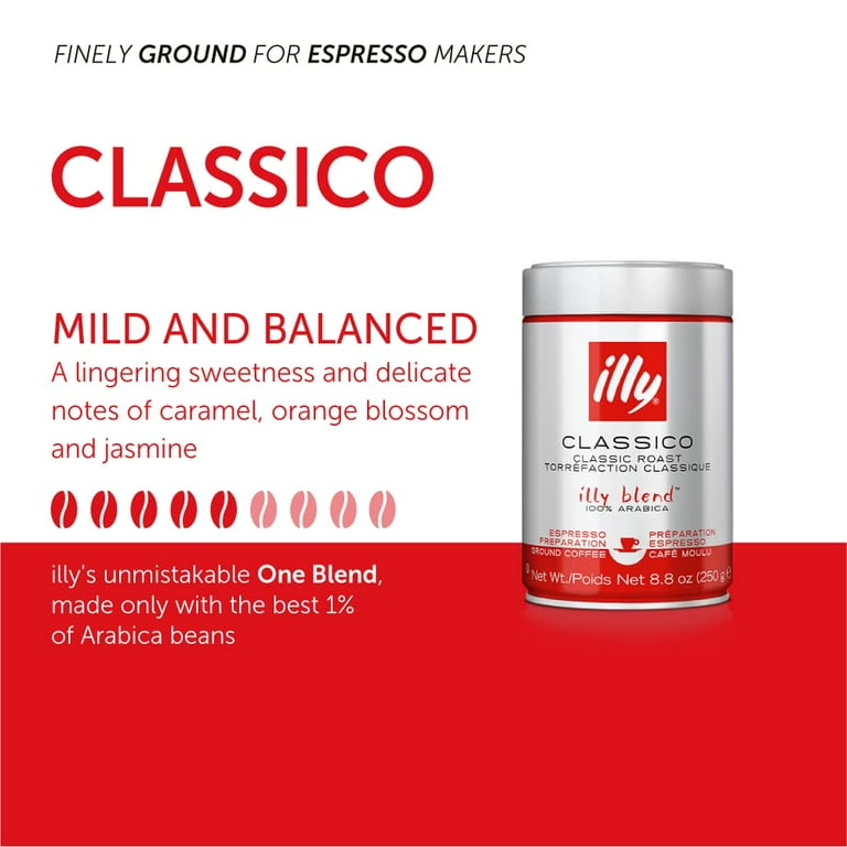 illy Ground Espresso Coffee, Classico Medium Roast, 100% Arabica