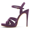 thumbnail image 2 of FSJ Women Stylish Strappy Round Open Toe Ankle Strap Sandals Platform Stilettos High Heel Formal Events Parties Shoes Size 8 Purple, 2 of 4