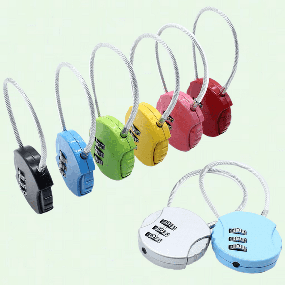 Small Cable Lock 4 Pack, Waterproof Combination Lock with Long Wire Rope, for Locker Helmet Gym School Luggage (Black/Silver)