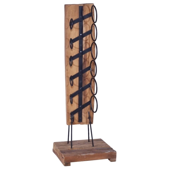 vidaXL Solid Teak Wood 6-Bottle Wine Rack
