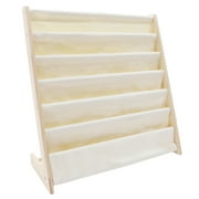 Miumaeov 6 Tiers Kids Book Rack Storage Bookshelf, 29.5x11.8x31.1inch Wooden Bookcase Children Book&Magazine Shelf Rack Organizer with 6 Canvas Shelves for Playroom and Children’s Room