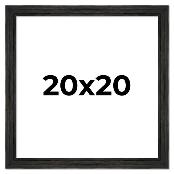 20x20 Black Rustic Wide Barnwood Picture Frame - UV Acrylic, Foam Board Backing, Hanging Hardware