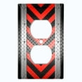 thumbnail image 2 of Metal Light Switch Plate Cover Black Red Metal V Crosshatch MET024, 2 of 13