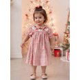 thumbnail image 3 of Cjfdfy Toddler Baby Girls Christmas Dress Outfit 2 3 4 5 6 Years Puff Short Sleeve Santa Claus Embroidery Plaid Gingham Dress Holiday Party Dress, 3 of 9