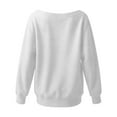 thumbnail image 5 of XIAOCHA Womens Sweatshirts Autumn Solid Color Slanted Neck Off Shoulder Pullover Top Simple Vintage Long Sleeves Loose Elegant Sweatshirt S, 5 of 5