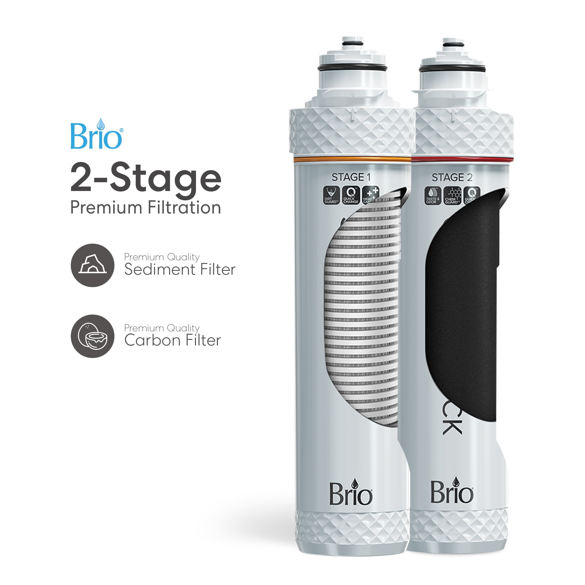 Brio 2-Stage Under Sink Filtration System, 950-Gallon Capacity Sediment & Carbon Filters