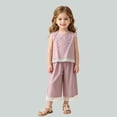 thumbnail image 4 of CUSTG Child Suits Vest Two Piece Casual Short Sleeve Top With Elastic Waist Shorts For Toddler Kids Daily Wear Leisure Style Back To School Decorations Travel Outfit Sets For Little Girls, 4 of 4
