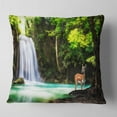 thumbnail image 2 of Designart Erawan Waterfall - Landscape Photo Throw Pillow - 18x18, 2 of 5