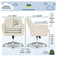 thumbnail image 3 of Serta Ashland Office Desk Chair, Button Tufted Mid-Back, Memory Foam Cushion, Chrome Swivel Base, Cream, 3 of 10