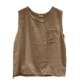 thumbnail image 6 of Zysthvn Cotton Tank Tops for Men Running Sleeveless Summer Casual Mens Shirts Tall Solid Crew Neck Button Pocket, 6 of 8