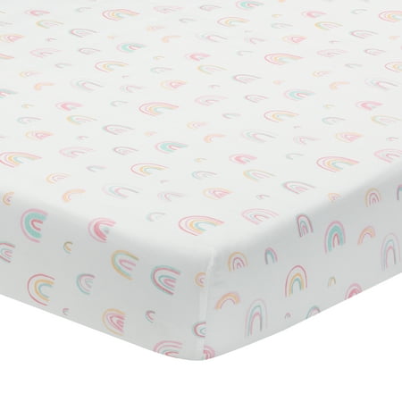 UPC: 0084122010666 | Lambs & Ivy Watercolor Pastel Rainbow 100% Cotton Baby Fitted Crib Sheet
