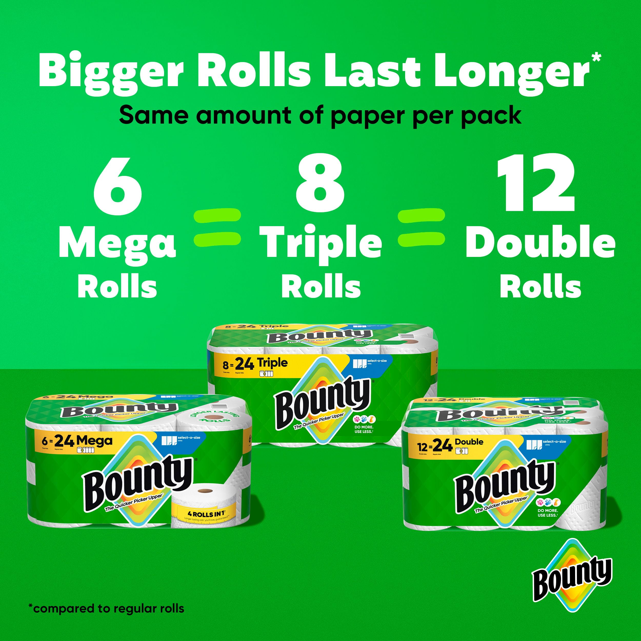 Bounty Paper Towels Select-A-Size White, 8 Triple Rolls Per Roll, 8CT