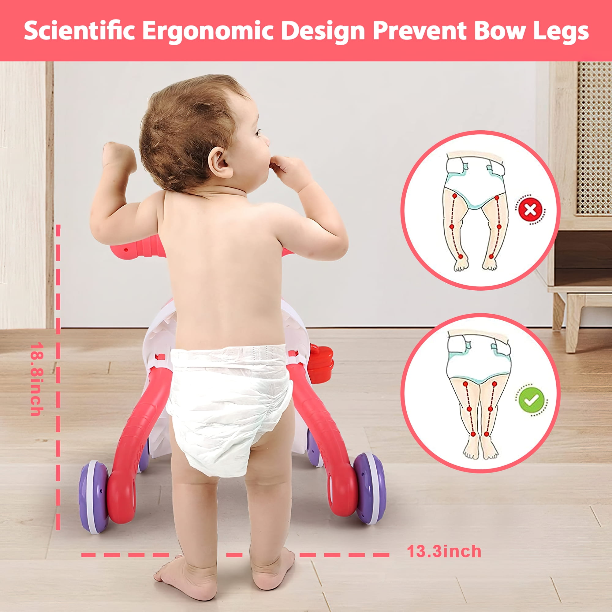 Beefunni 2 in 1 Baby Walker Sit to Stand Toys,Toddlers Musical Fun Table, Lights and Sounds, Learning, Birthday Gift for Infant 9, 12, 18, 24 Months
