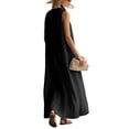 thumbnail image 5 of ClodeEU Women's Sleeveless V Neck Button Down Maxi Dress,Casual Loose Shirt Dress with Pockets Black,Women's Plus L, 5 of 7