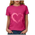 thumbnail image 6 of Women Breast Cancer Print T Shirt Short Sleeve Women Short Sleeve Round Neck Tee Comfy Casual Vacation Clothes, 6 of 8