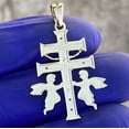 thumbnail image 3 of La Cruz De Caravaca Plata Double Cross Pendant Gold Over Real Solid 925 Sterling Silver 1.25" Inch, 3 of 15