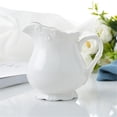 thumbnail image 2 of White Embossed Milk Pitcher 1000ml Ceramic Sauce Pot Gravy Boat For Kitchen, Restaurant, Hotel, 2 of 5