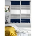 thumbnail image 4 of Navy Blue Grey Stripe Semi Sheer Curtains 72 Inch Length 2 Panels Set, Modern Art Horizontal Striped Sheer Kitchen Curtain Privacy Voile Window Curtain for Living Room Bedroom Rod Pocket Drapes, 4 of 7