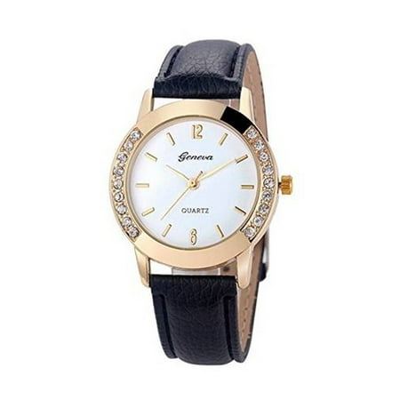 Army Crystal Wrist Watch - Woman's Elegant Casual Crystal Rhinestone Goldtone Dress Wrist Watch-260
