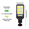 thumbnail image 3 of Luces de pared con sensor de movimiento de 3 modos impermeables para lámpara de carretera solar para exteriores (72COB), 3 of 5