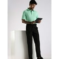 thumbnail image 3 of Men Solid Sea Green Cotton Polo with Embroidered Logo and Collar Stand, 3 of 6