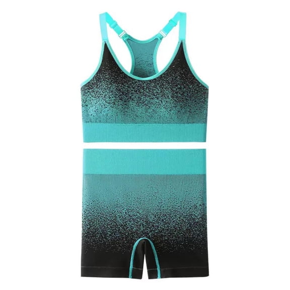 Gamivast Workout Sets for Women 2 Piece Seamless Gradient Racerback Sports Bra & Shorts Gym Outfits High Waist Yoga Running Activewear