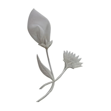 ID 6764 White Lace Tulip Flower Patch Garden Symbol Embroidered Iron On Applique