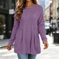 thumbnail image 3 of ZGRBOU Long Sleeve Tunic Tops for Women Crewneck Ribbed Knit Sweater Fall Casual Loose Fit Pullover Shirts with Pockets, 3 of 5