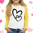 thumbnail image 2 of ZQUUVOU Kids Reglan Long Sleeve Shirts Heart Print Crewneck Pullover Top Casual Base Layer Shirt for Big Kids Yellow, 2 of 5