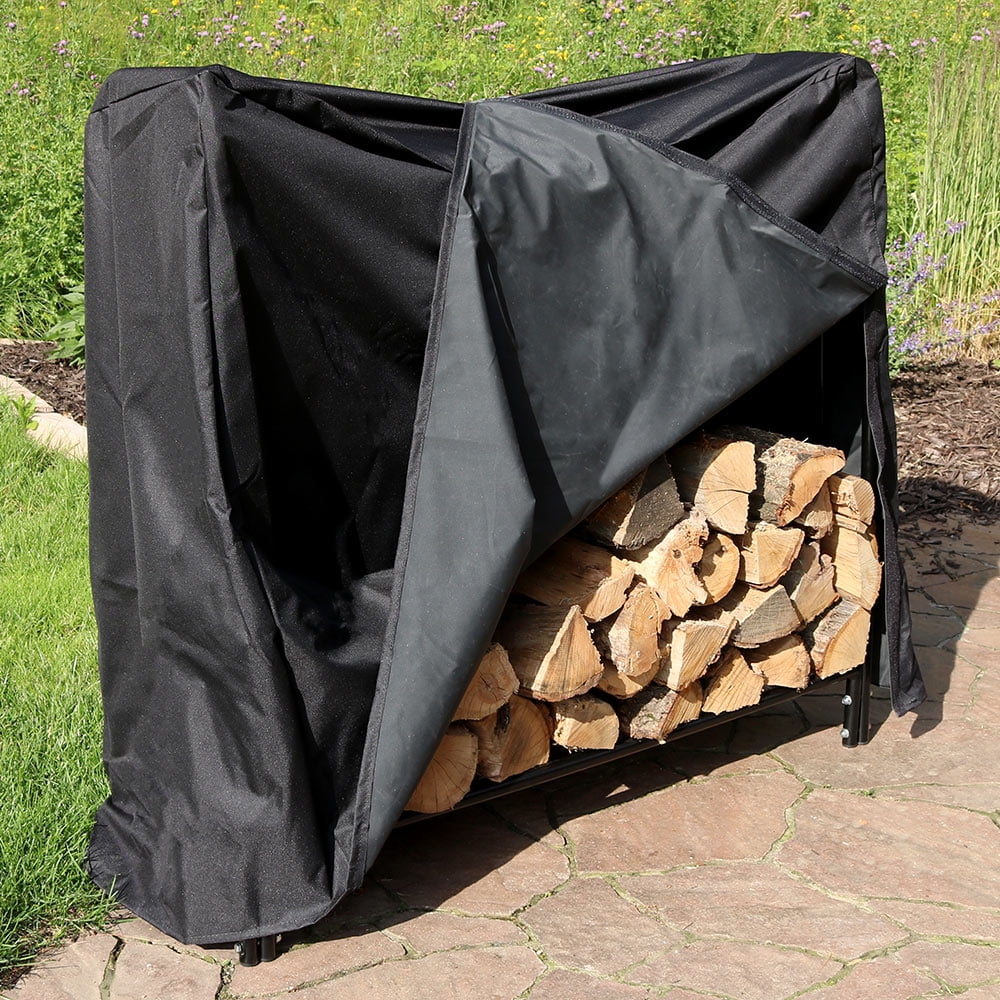 Sunnydaze Outdoor Decorative Firewood Log Rack with Waterproof Cover