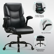 JONPONY Big and Tall Office Chair Wide Seat Ergonomic Computer Desk Chair High Back Executive Leather Chair Adjustable Task Chair Lumbar Back Support 8 Hours Heavy Duty Design,Black