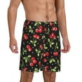 thumbnail image 2 of Naloa Sweet Red Cherry Men's Short Pajama Pants, Lounge Comfort Shorts with Elasticized Waistband and Side Pockets - 4X-Large, 2 of 9