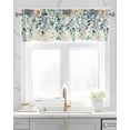 thumbnail image 2 of Eucalyptus Blue Linen Curtain Valance for Bedroom/Bathroom/Kitchen/Living/Dining Room Window,Retro Floral Pastoral Country French Leaf Pocket Topper Drapes Decorative Cafe Drapery Panel 42"x12", 2 of 6