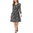 thumbnail image 2 of INSPIRE CHIC Women's Floral Print Swing Long Sleeve V-Neck Midi Dress, 2 of 5