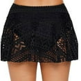 thumbnail image 6 of Women Mid Waist Crochet Lace Bikini Bottom Swim Skirt with Built-in Lining Brief Solid Color Beach Vacation Flowy Mesh Summer Swimsuit Skort, 6 of 11