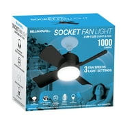 Bell+Howell Socket Breeze Socket Fan Light with Remote, Portable Small Ceiling Fans with Lights for Bedroom, Kitchen, Living Room, Ceiling Fan with Light 3500K, 1000 Lumens, Screws into E26/E27