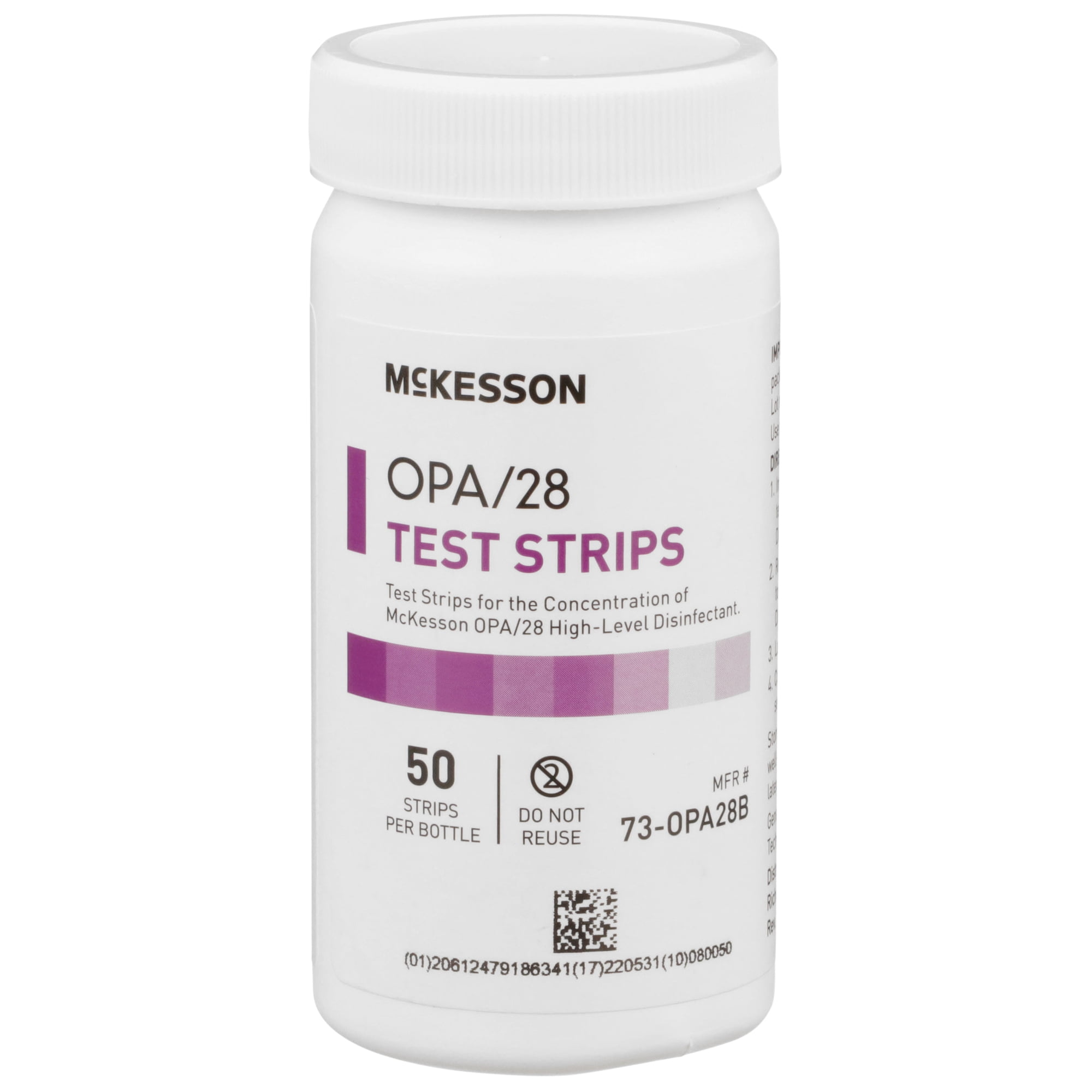 McKesson OPA/28 Test Strips, Concentration Indicator, Single-Use, 50 Count, 2 Packs, 100 Total