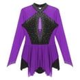 thumbnail image 5 of TiaoBug Women's Figure Ice Skating Gymnastic Leotard Roller Skating Performance Dress Purple L, 5 of 7