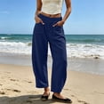 thumbnail image 7 of Barrel Pants For Women Elastic Waist Loose Fit Trouser Summer Casual Beach Vacation Lounge Pants With Pockets, 7 of 7