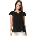 thumbnail image 3 of INSPIRE CHIC Blouse Unie pour Femme Col en V à Volants Manches Courtes Légère Blouse de Travail S Noir, 3 of 7