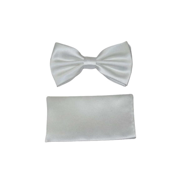 Men's Bow Tie and Hankie by J.Valintin Collection #92493 Solid Satin White