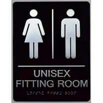 Unisex Fitting Room Sign Compliant Sign. 6"x9" Sign -(Aluminum, Black, Size 6x9) The Sensation line