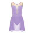 thumbnail image 2 of Sxiwei Gymnastics Leotard for Girls Shiny Rhinestone Mesh Patchwork Ballet Dance Dress Performance Light Purple 12, 2 of 6