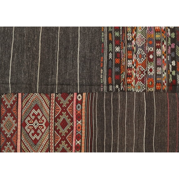 Ahgly Company Indoor Rectangle Contemporary Brown Patchwork Area Rugs, 7' x 9'