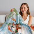 thumbnail image 5 of Blue Coastal Christmas Fleece Throw Blanket for Couch, Xmas Snowman Flamingo Microfiber Flannel Blanket for All Season, Lightweight Fuzzy Plush Throw Blankets for Gifts, Office, 40"x50", 5 of 9