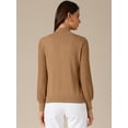 thumbnail image 4 of DARING DIVA Women's Casual Mock Neck Long Sleeve Button Knit Top XS Brown, 4 of 6
