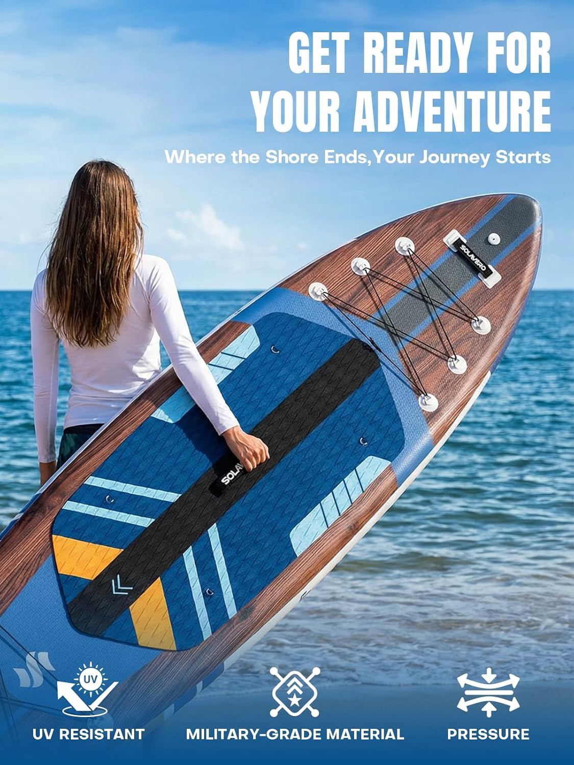 SOLAVERO 11'6" x 35" Inflatable Stand Up Paddle Board with Seat, Extra Long & Wide SUP Board, Non-Slip Stable Deck for Adults & Youth