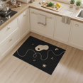 thumbnail image 2 of ODIKA 3'x5' Washable Area Rug Non-Slip, Flatweave, Easy Care Black Beige Abstract Celestial Design Accent Elegant Curves and Minimalist Starry Motif for Hallway, Laundry Room, 2 of 7